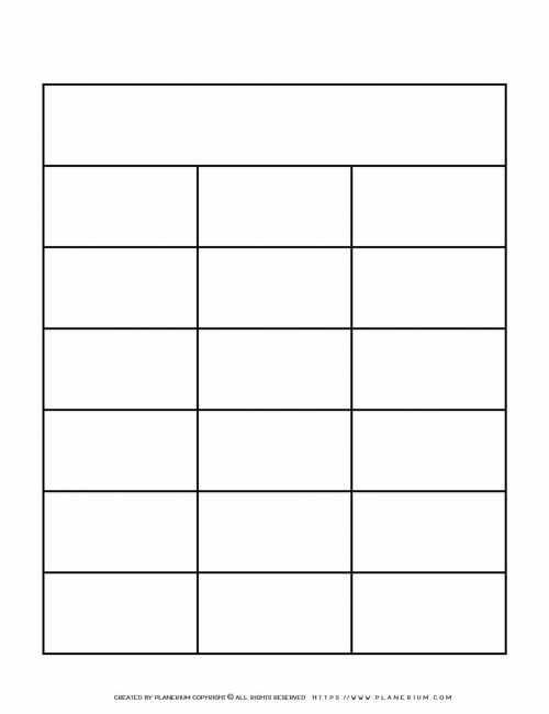 Graphic Organizer Templates - Chart with Three Columns and Six Rows | Planerium