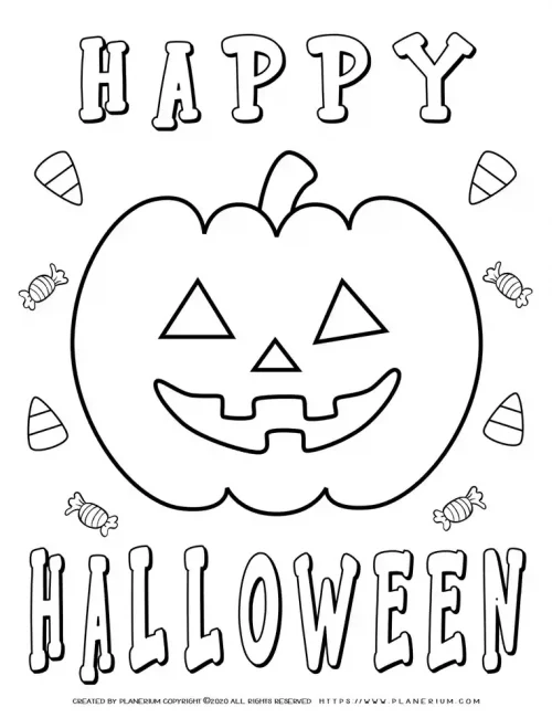 Halloween Coloring Pages - Happy Halloween Pumpkin