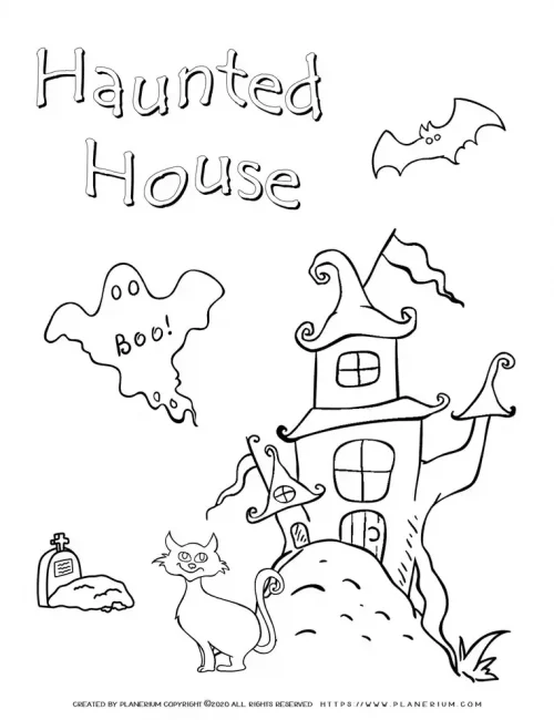 Halloween Coloring Pages - Haunted House
