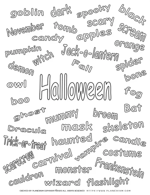 Halloween Coloring Pages - Related Words