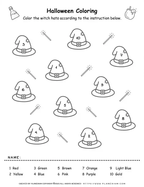 Halloween Worksheets - Coloring By Number