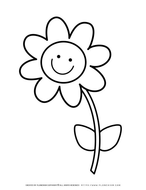 Happy Flower Coloring Page | Planerium