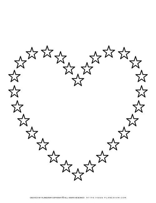 Heart Template Printable - Stars | Planerium