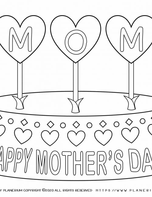 Mother's day - Coloring Page - Happy Mother's Day Cake