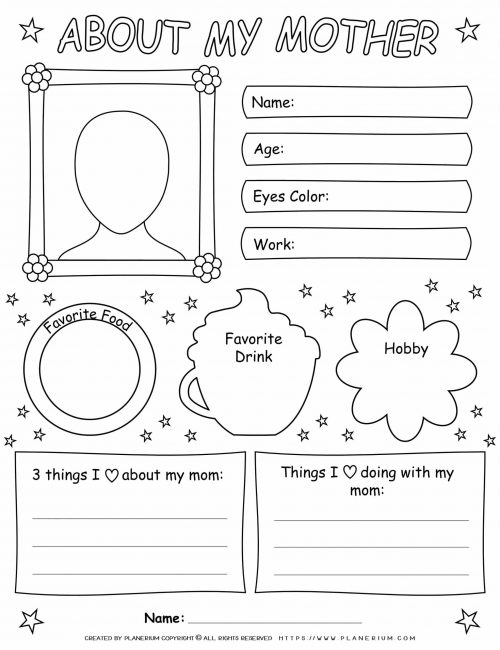 Mother's Day - Worksheet - About my Mother