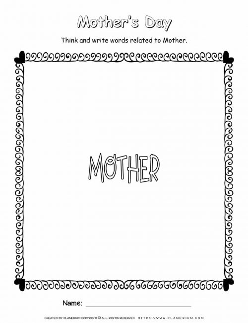Mother's Day Worksheet - Write Related Words | Planerium