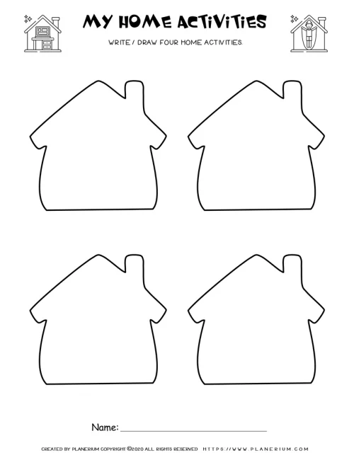 My Home Worksheet - Writing activity Four Homes