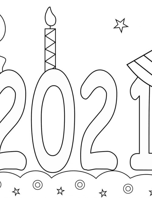 New Year Coloring Pages - 2021 - Decorated Title | Planerium