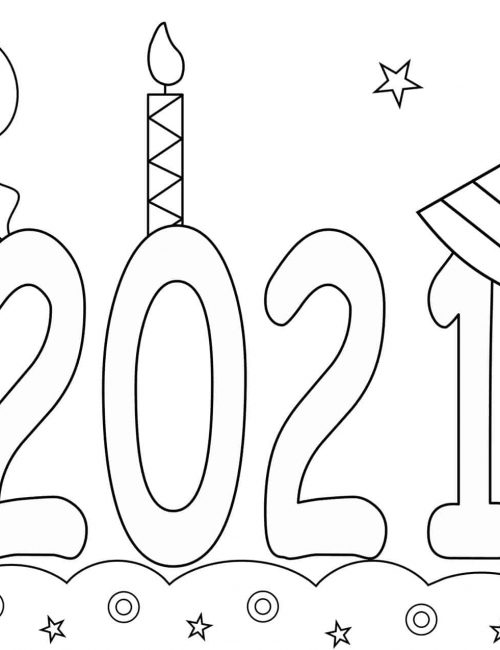 New Year Coloring Pages - 2021 - Decorated Title | Planerium