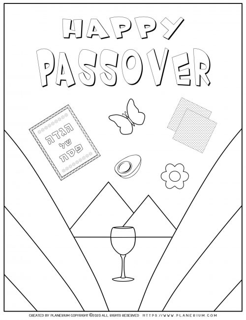 Passover coloring page - Happy Passover - English title
