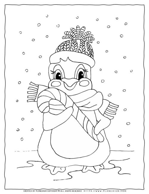 Penguin Christmas Coloring Page | Planerium