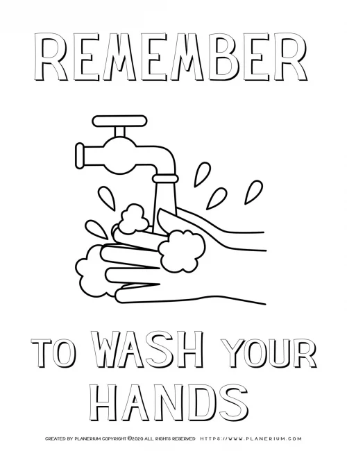 Remember To Wash Your Hands - Coloring Page | Planerium