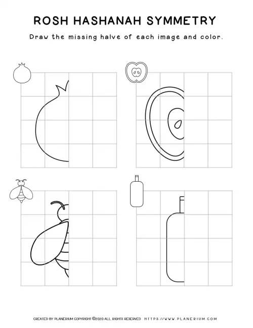 Rosh Hashanah - Worksheets - Symmetry Drawing | Planerium