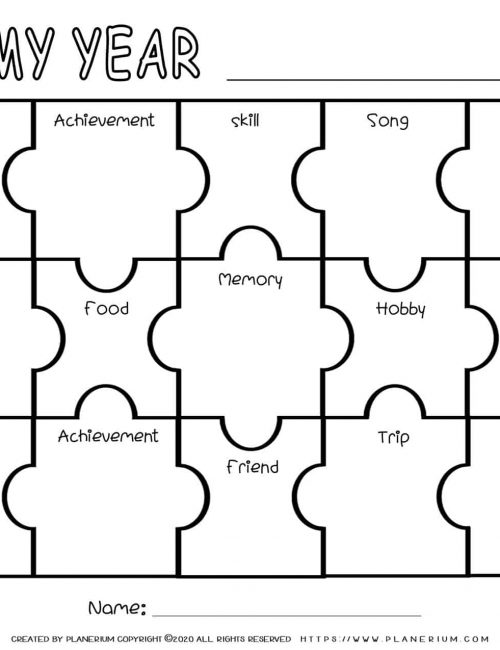 Self Reflection - Puzzle Template - Twelve Pieces With Subjects | Planerium