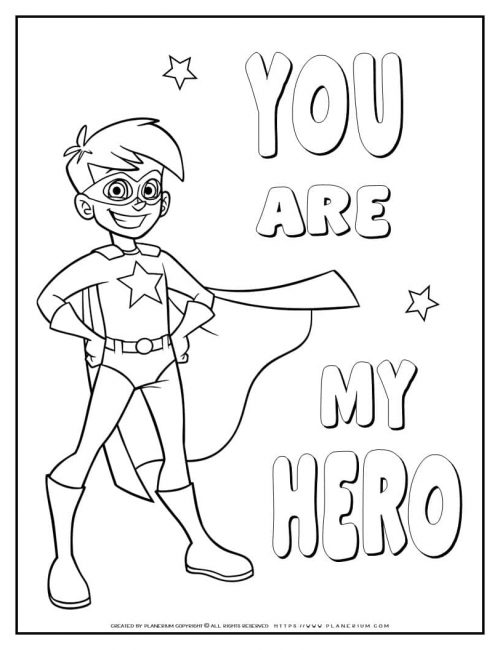 Superhero - Coloring Page - You Are My Hero | Planerium