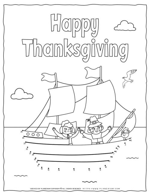 Thanksgiving Coloring Page - Mayflower Ship | Planerium