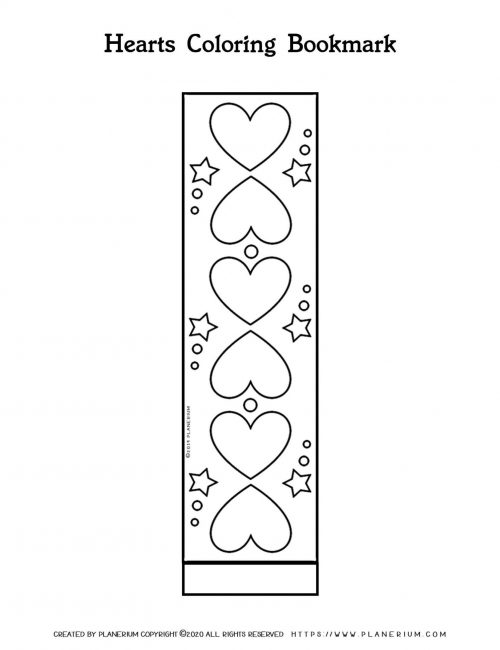 Valentines Day Coloring Page - Decorative Hearts Bookmark