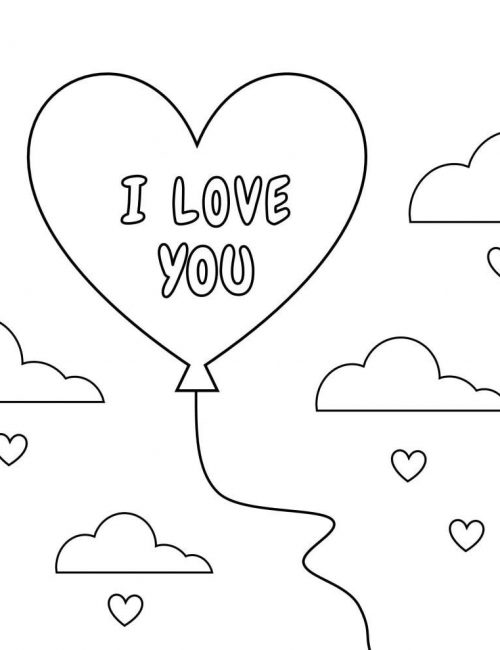 Valentines Day Coloring Page Heart Balloon