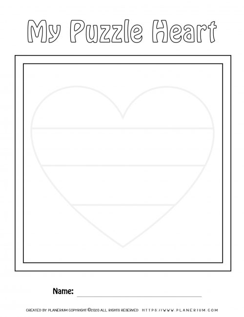 Valentines Day Worksheet - Heart Horizontal Puzzle Layout