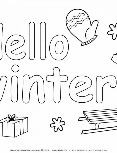 Winter Coloring Page - Hello Winter | Planerium