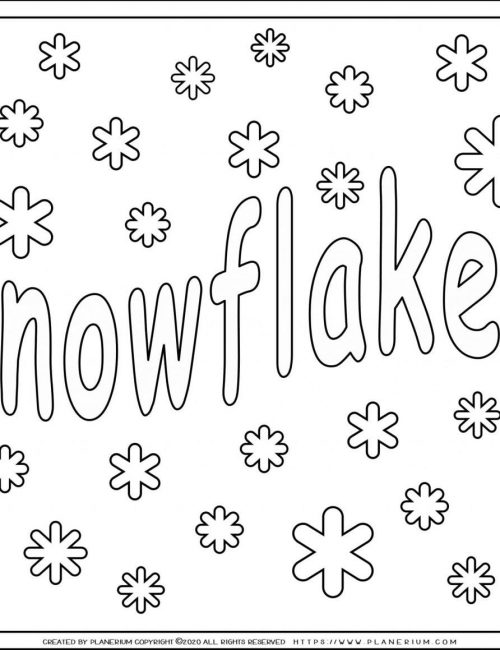 Winter Coloring Page - Snowflakes Title | Planerium