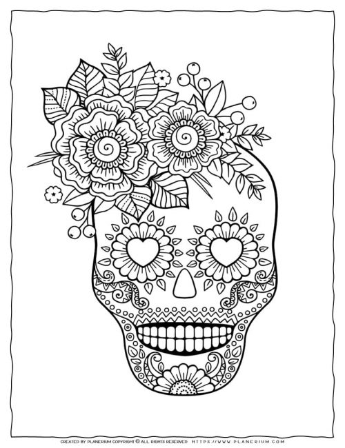 Woman Sugar Skull - Coloring  Page | Planerium